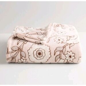 The Big One Oversized 5' x 6' Flowers Throw Blanket Brown Pink